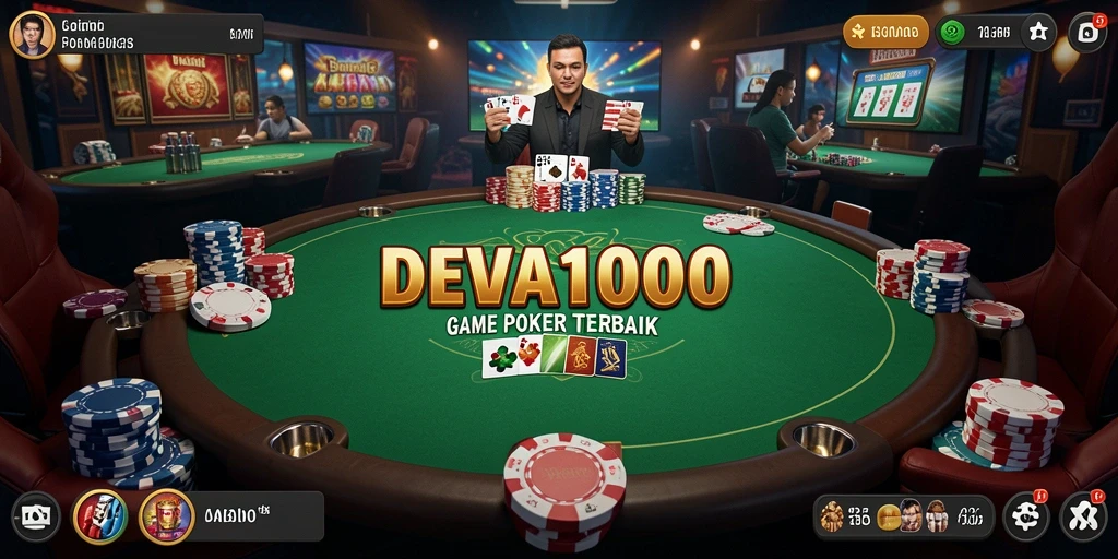 Tampilan gameplay Poker DEWA1000 yang seru dan mendebarkan.