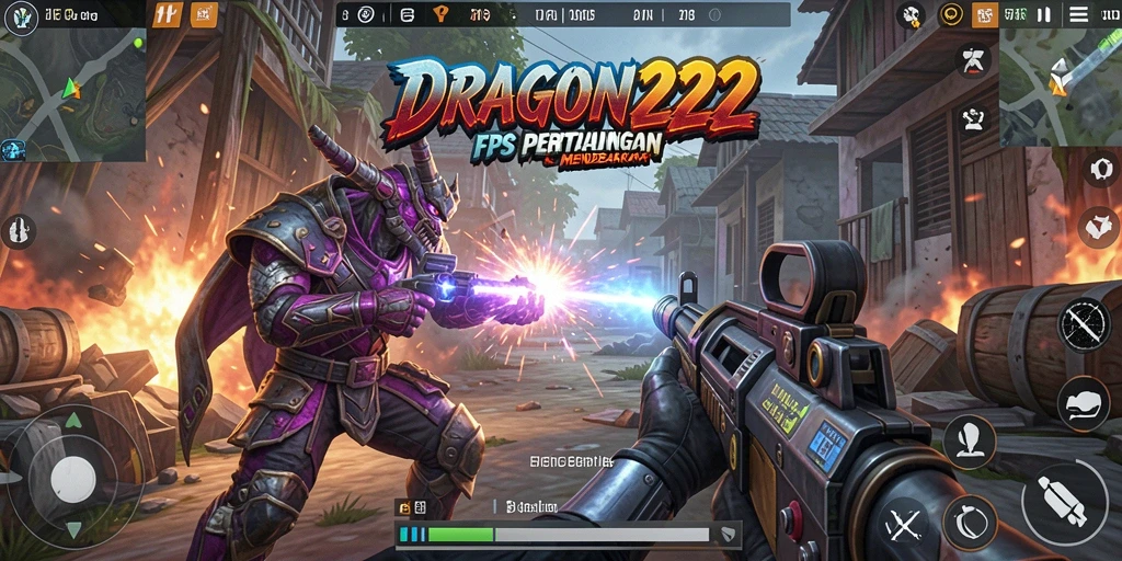 Screenshot gameplay DRAGON222 yang menunjukkan aksi pertempuran FPS.