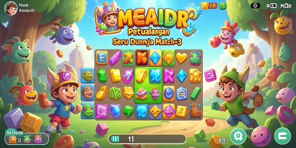 Screenshot gameplay MEGAIDR yang menampilkan tantangan seru Match-3.