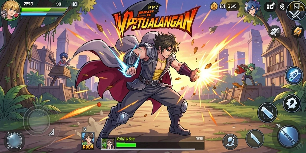 Menampilkan karakter anime dalam aksi seru di gameplay.